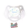 Chupete personalizado para bebés de 0 a 6 meses, con nombre y estrellas azules, tetina de silicona anatómica y tapa de protecció
