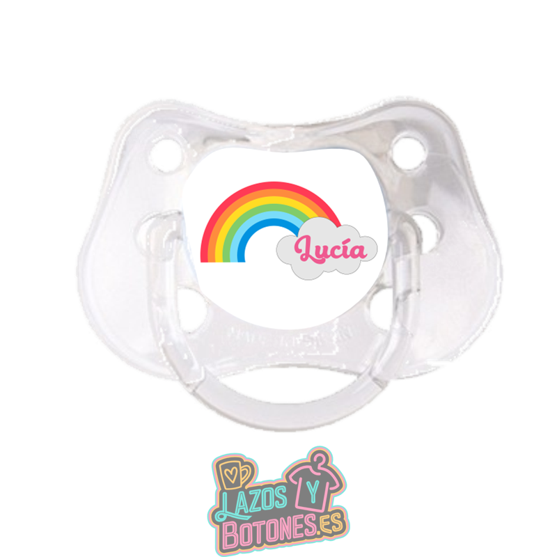 Chupete personalizado arcoíris con nombre – 0 a 6 meses