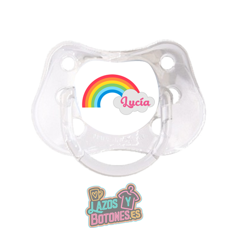 Chupete personalizado arcoíris con nombre – 0 a 6 meses