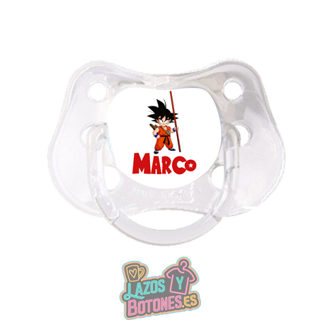 Chupete personalizado Goku con nombre – 0 a 6 meses