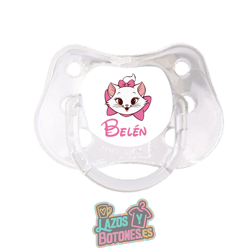 Chupete personalizado Marie Cat Cara con nombre – 0 a 6 meses