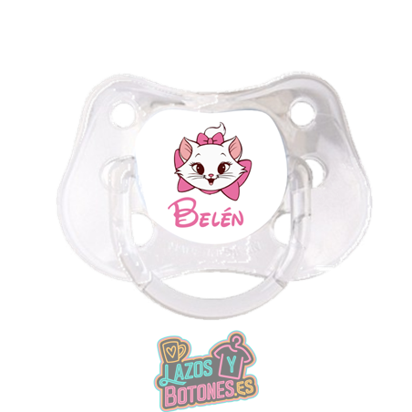 Chupete personalizado Marie Cat Cara con nombre – 0 a 6 meses