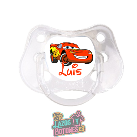 Chupete personalizado Cars con nombre – 0 a 6 meses