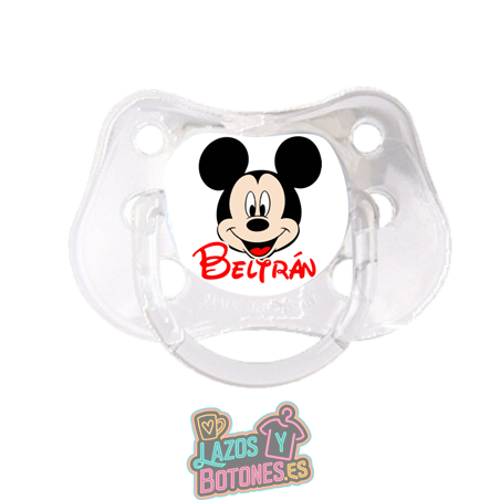 Chupete personalizado Mickey Mouse cara con nombre – 0 a 6 meses