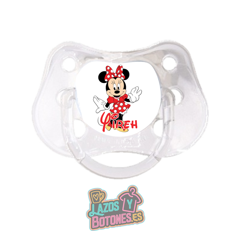Chupete personalizado Minnie Mouse con nombre – 0 a 6 meses