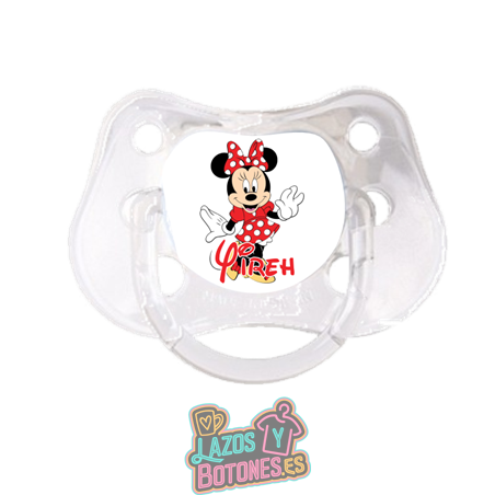 Chupete personalizado Minnie Mouse con nombre – 0 a 6 meses