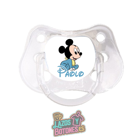 Chupete personalizado Mickey bebé con nombre – 0 a 6 meses