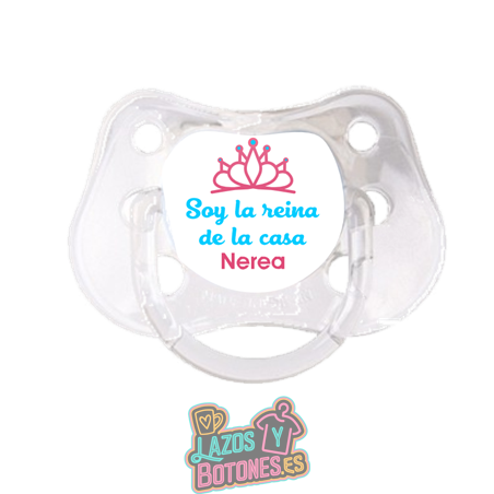 Chupete personalizado Corona princesa o reina con nombre – 0 a 6 meses