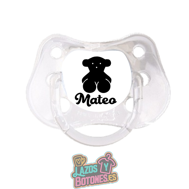 Chupete personalizado Osito negro con nombre – 0 a 6 meses