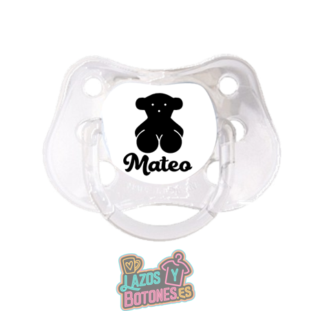 Chupete personalizado Osito negro con nombre – 0 a 6 meses