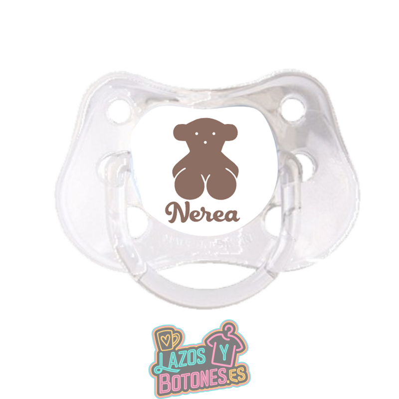 Chupete personalizado Osito marrón con nombre – 0 a 6 meses