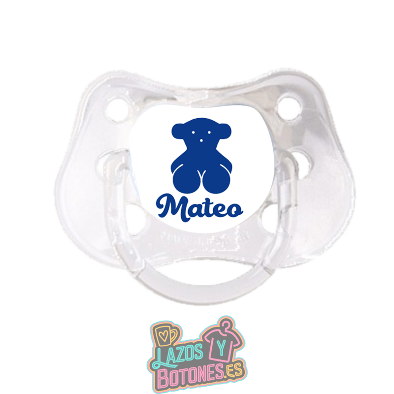 Chupete personalizado Osito azul Marino con nombre – 0 a 6 meses