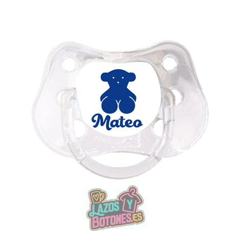 Chupete personalizado Osito azul Marino con nombre – 0 a 6 meses