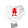 Chupete personalizado Osito Rojo con nombre – 0 a 6 meses