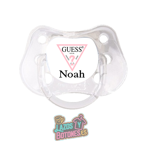 Chupete personalizado Guess rosa con nombre – 0 a 6 meses