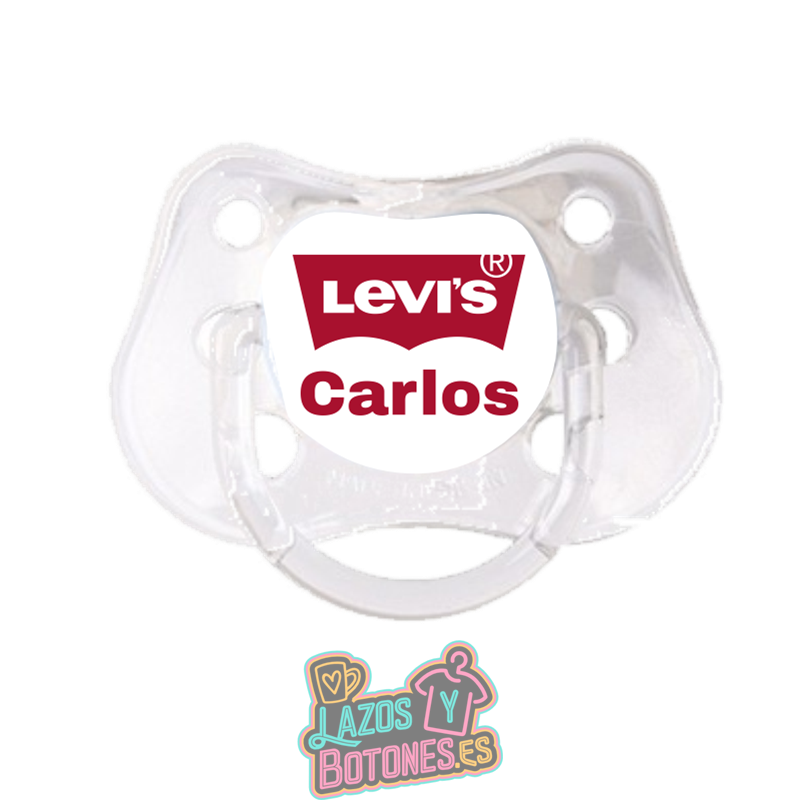 Chupete personalizado Levi’s rojo con nombre – 0 a 6 meses