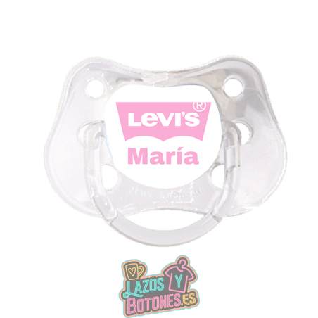 Chupete personalizado Levi’s rosa bebé con nombre – 0 a 6 meses