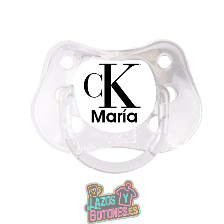 Chupete personalizado estilo CK con nombre y color a elegir – 0 a 6 meses