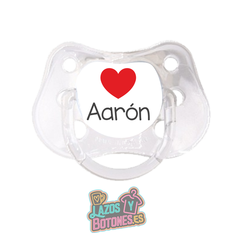 Chupete personalizado Corazón Rojo con nombre – 0 a 6 meses