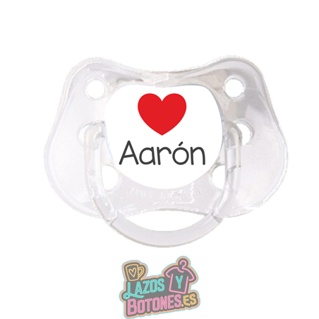 Chupete personalizado Corazón Rojo con nombre – 0 a 6 meses