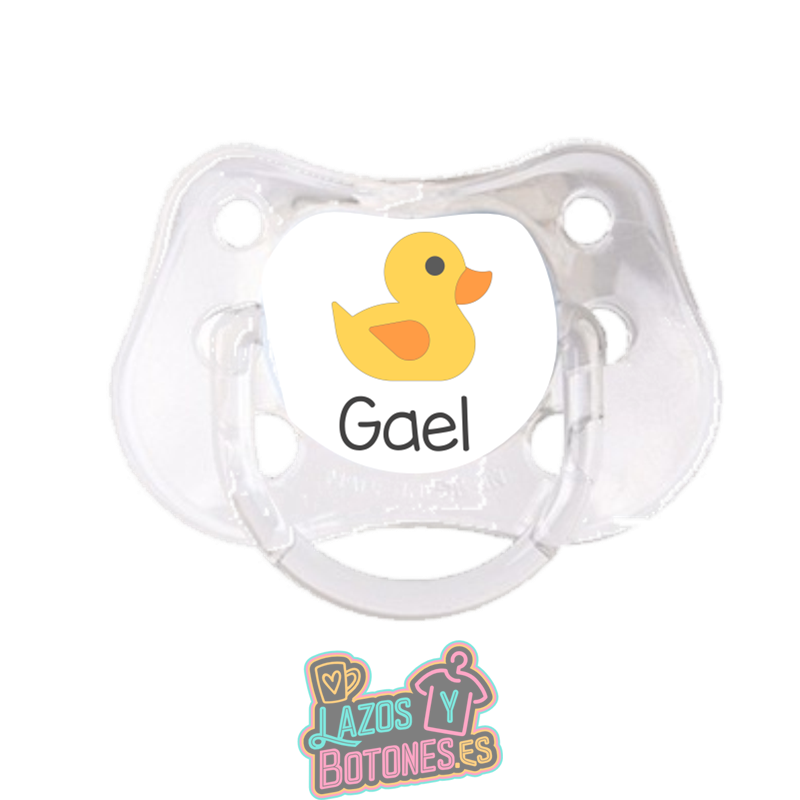 Chupete personalizado Patito con nombre – 0 a 6 meses