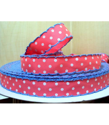 2X1 Lunares rosa/puntilla azul 22 mm