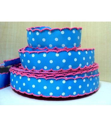 2X1 Lunares azul/puntilla rosa 22 mm