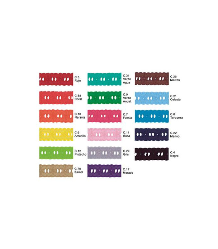 Pasacintas bordado 27mm - varios colores